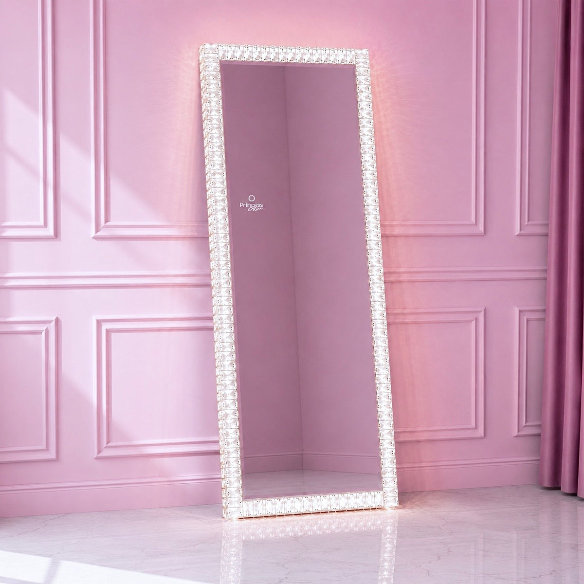Elysian Mirror - full-length crystal mirror in a styled room